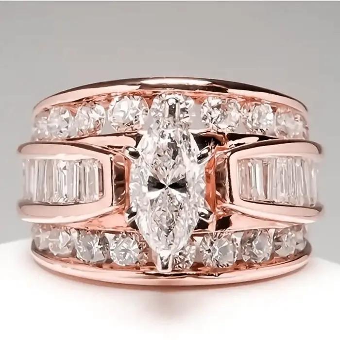 Huitan luxe Marquise coupe bague femme magnifique anniversaire fête bijoux Noble dame mode fiançailles cérémonie accessoires