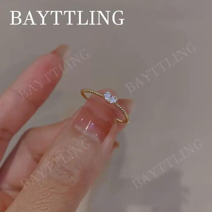 Bague ouverte en argent Sterling 925 pour femmes, breloque en forme de cœur scintillant, en Zircon, à la mode, Punk, cadeau de fête, bijoux de noël