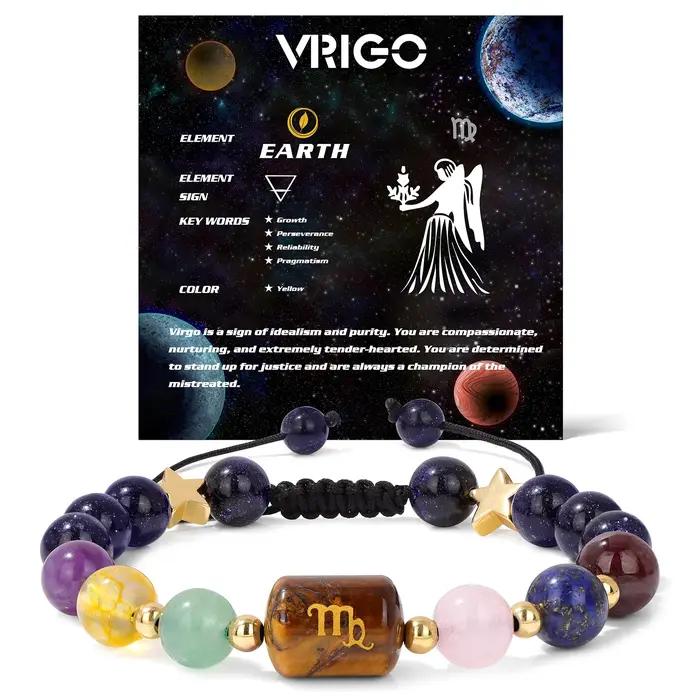 Bracelet verseau mélange pierre naturelle quartz perles de cristal 12 signes du zodiaque Constellation Bracelets tressés pour femmes hommes bijoux