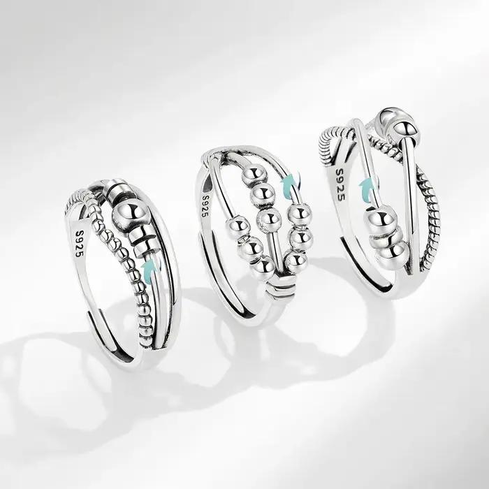 Bague d'anxiété réglable en perles bohème pour femmes