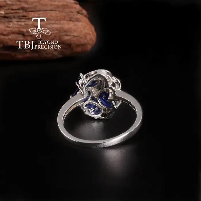 Bague en argent sterling 925 saphir bleu élégante à offrir pour femme occasions spéciales partis soirées prestige fiançailles mariage