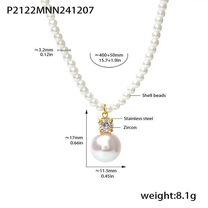 Collier court en perles de coquillage faites à la main pour femmes