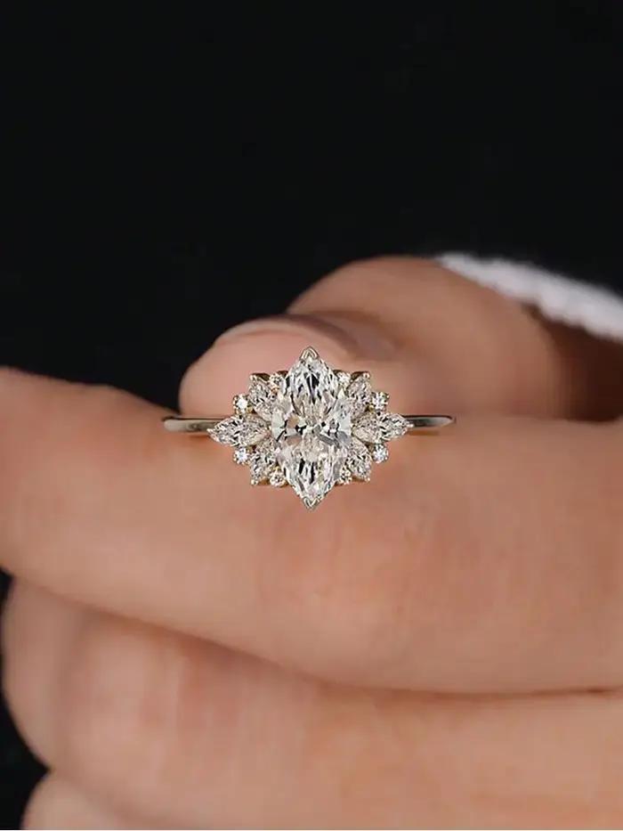 Bague en argent sterling 925 sertie de zirconium blanc élégante à offrir pour femmes occasions spéciales mariage fiançailles