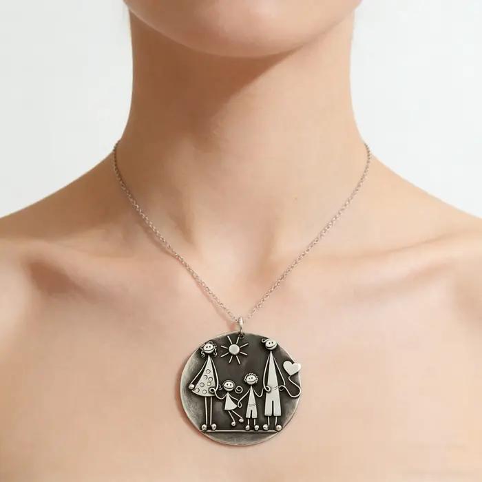Collier pendentif Vintage plaqué argent