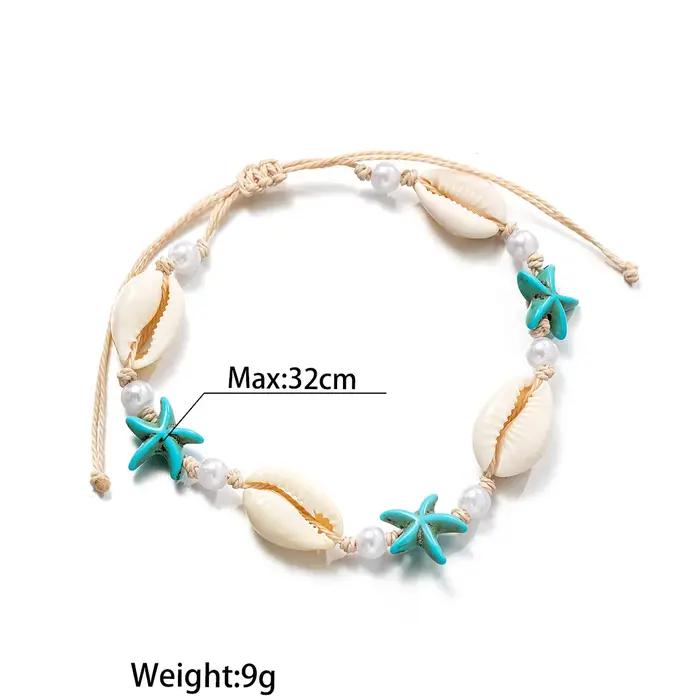Bracelets de cheville bohèmes en coquille naturelle pour femmes coquillages de plage petits bijoux de pieds nus pour les occasions estivales et vacances