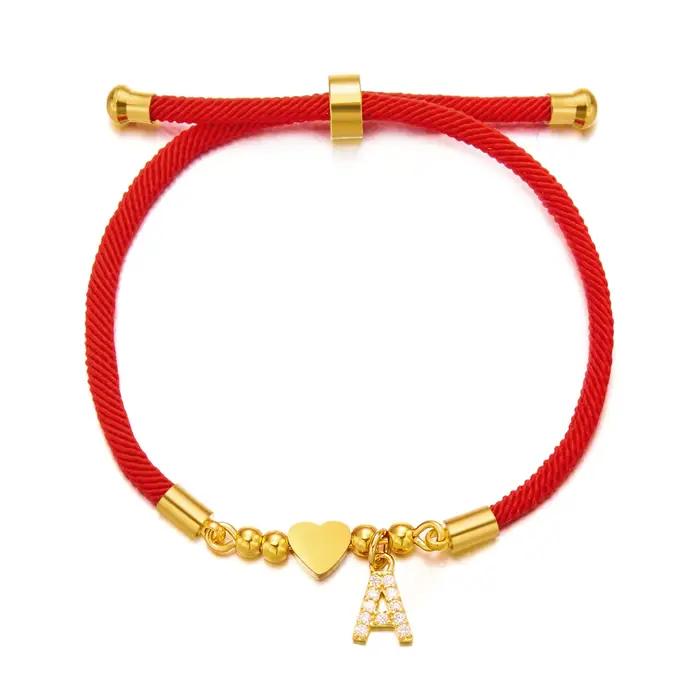 Bracelet avec breloques marque mode lettre initiale bracelet à breloques femmes pavé zircone A-Z rég