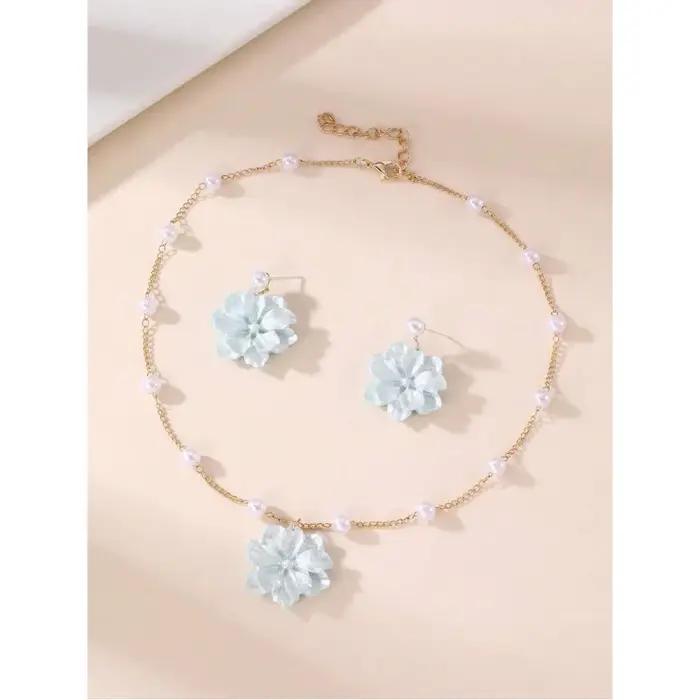 Ensemble de bijoux floraux et perlés pour filles