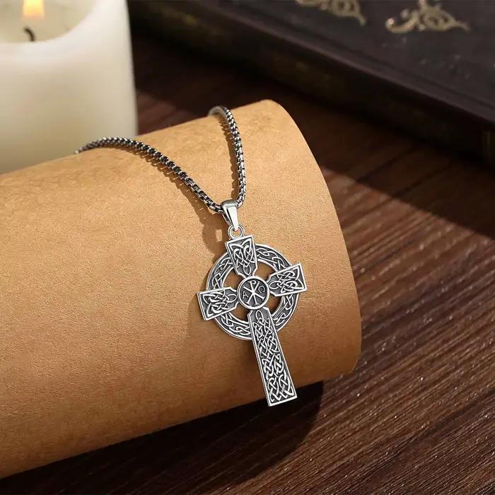 Eudora 925 argent Sterling noeud celtique croix collier Vintage Chi Rho pendentif chrétien religieux bijoux cadeau pour femmes hommes