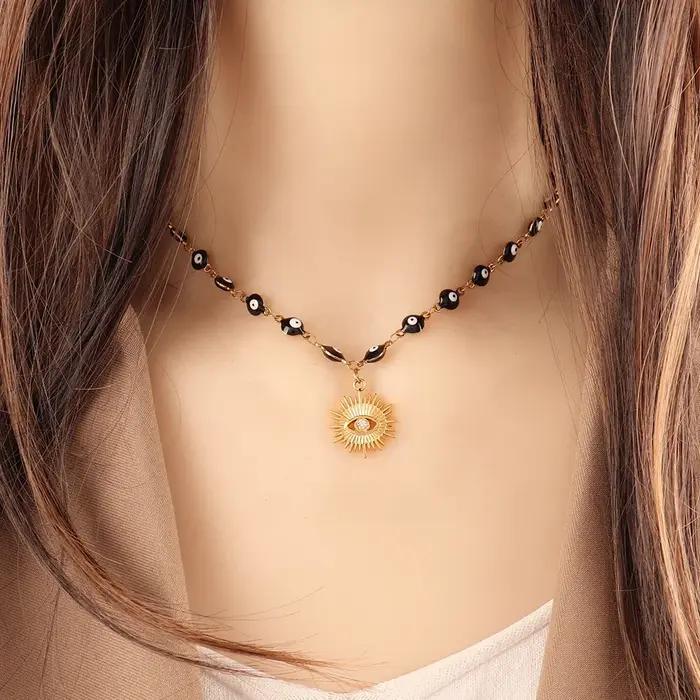 Collier à breloques mauvais œil de couleur bleue pour femmes et hommes