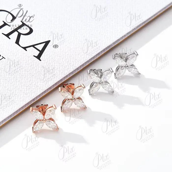 Ensemble de bijoux de boucles d'oreilles en Moissanite en forme de Marquise
