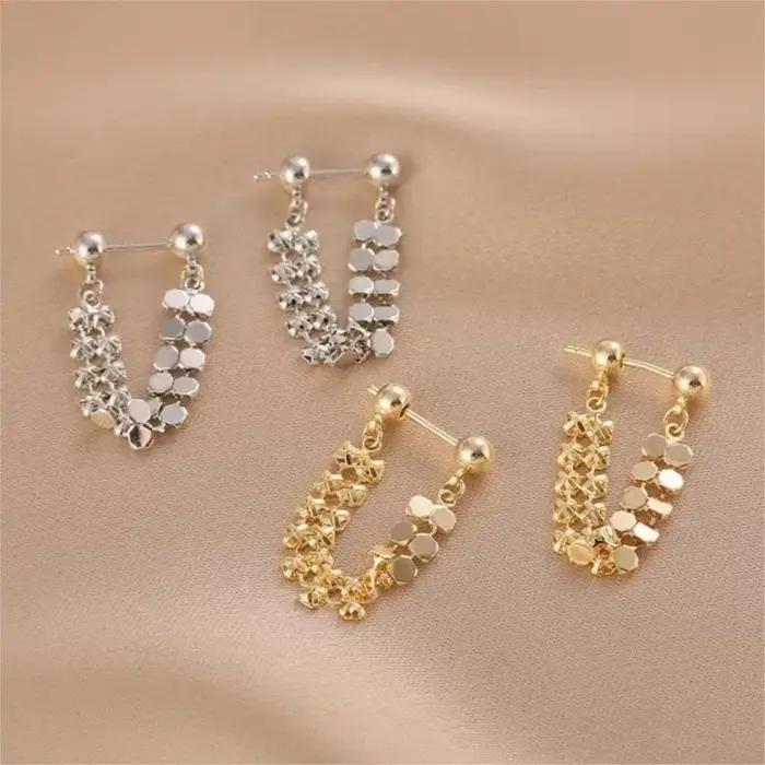 Boucles d'oreilles longues à pampilles brillantes pour femmes et filles