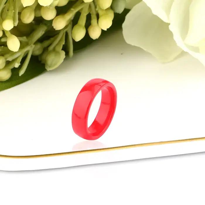 Bague en céramique rouge lisse de 6mm pour femmes
