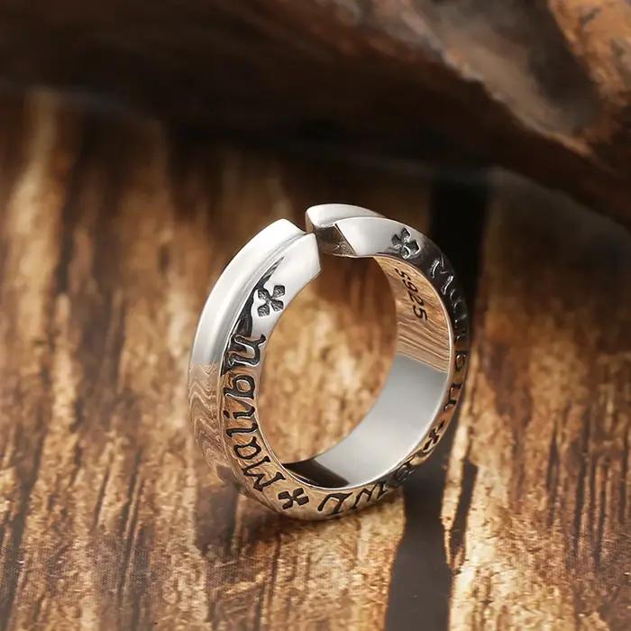 Bague en argent S925 style punk lettre pour homme occasions spéciales hip-hop soirée chic