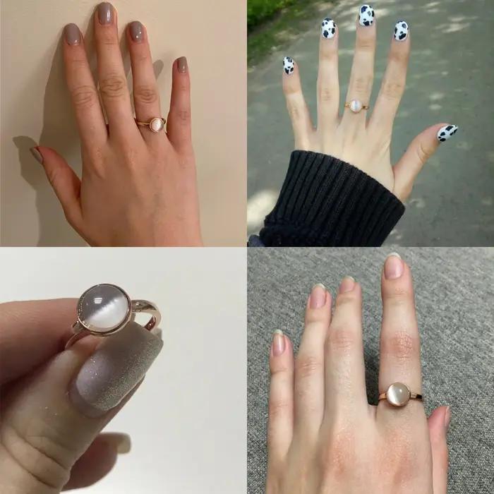 Bagues en pierre opale oeil de chat pour femmes Style coréen couleur or Rose de qualité supérieure marque de mode bijoux de fête de mariage vente en gros R153