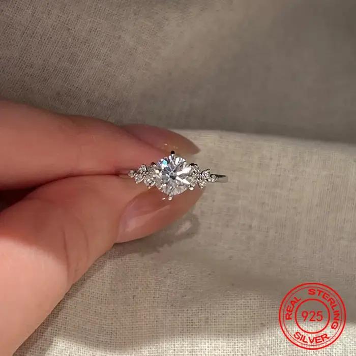 Bague réglable en argent Sterling 925 pour femmes, 1 Carat, bijoux à la mode