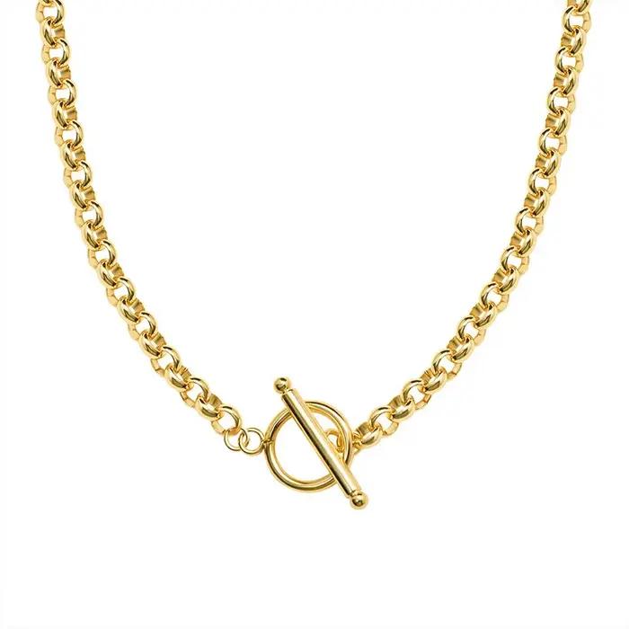 Mode nouveau gros collier à chaîne femmes Simple bascule fermoir