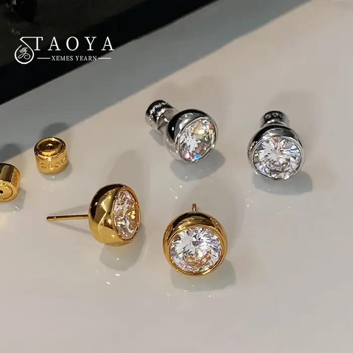 Boucles d'oreilles rondes brillantes en Zircon