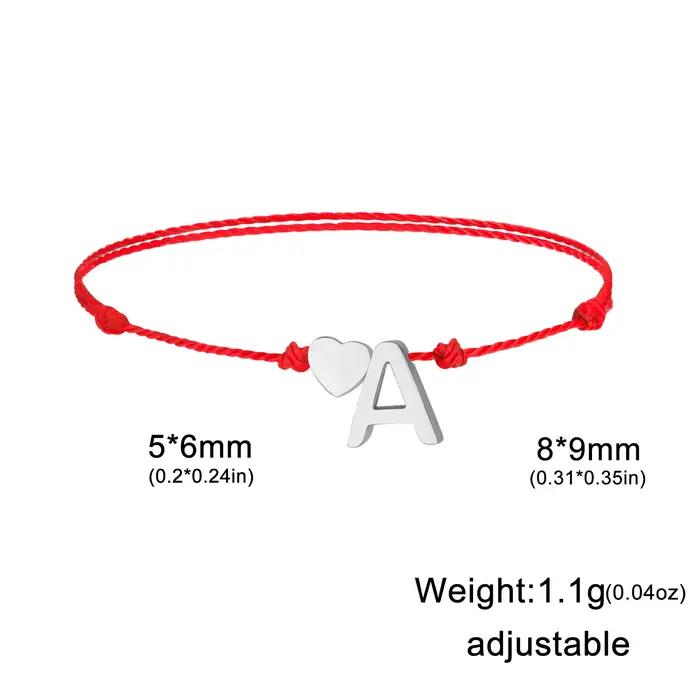 Dawapara – Bracelet à breloques en forme de cœur, lettre A-Z, cordon de cire réglable, chaîne, bijou