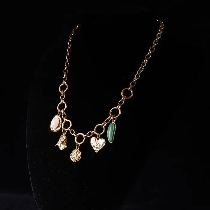 Collier de poisson en acier inoxydable pour femme, style mixte, pendentif vert, bijoux de vie, bohèm