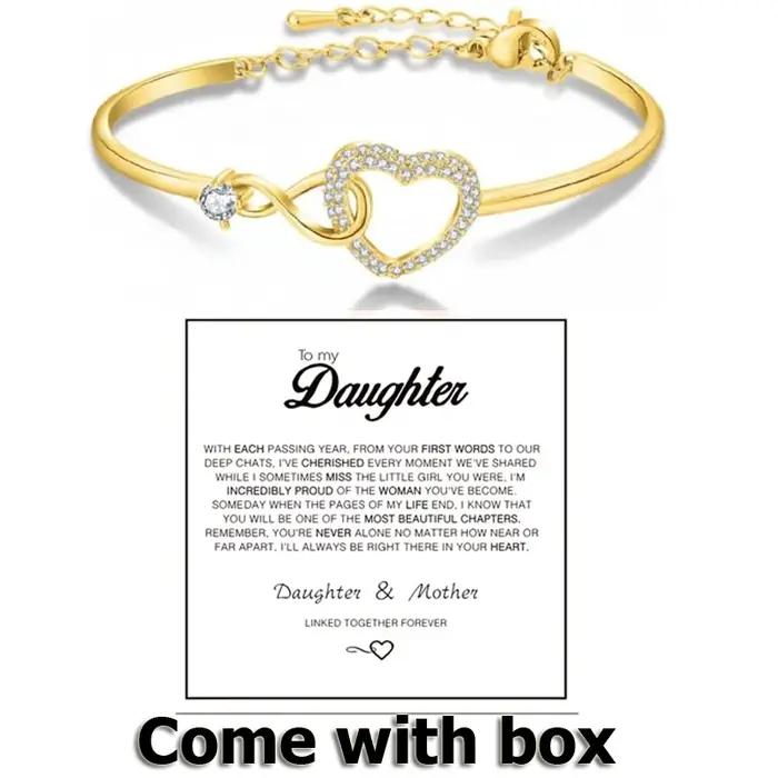 Bracelet en forme de cœur Infinity Forever Love en plaqué platine sertie de zircone cubique cadeau pour filles occasions spéciales et quotidiennes