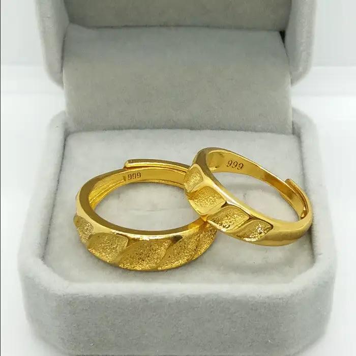 Alliances de mariage YNO en or jaune 18 carats plaqué pur pour homme et femme occasions spéciales romantiques