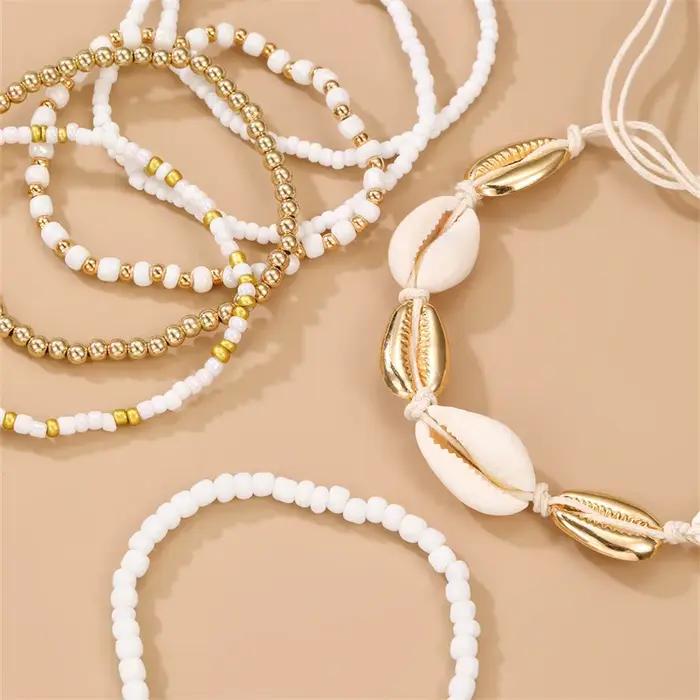 Lot de 3 colliers de plage pour femme : étoile de mer avec perle pendante