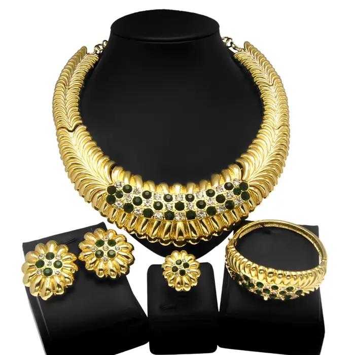 Ensembles de bijoux exagérés dorés pour femmes, collier en biscuits champagne fumant, bijoux de fiançailles de luxe