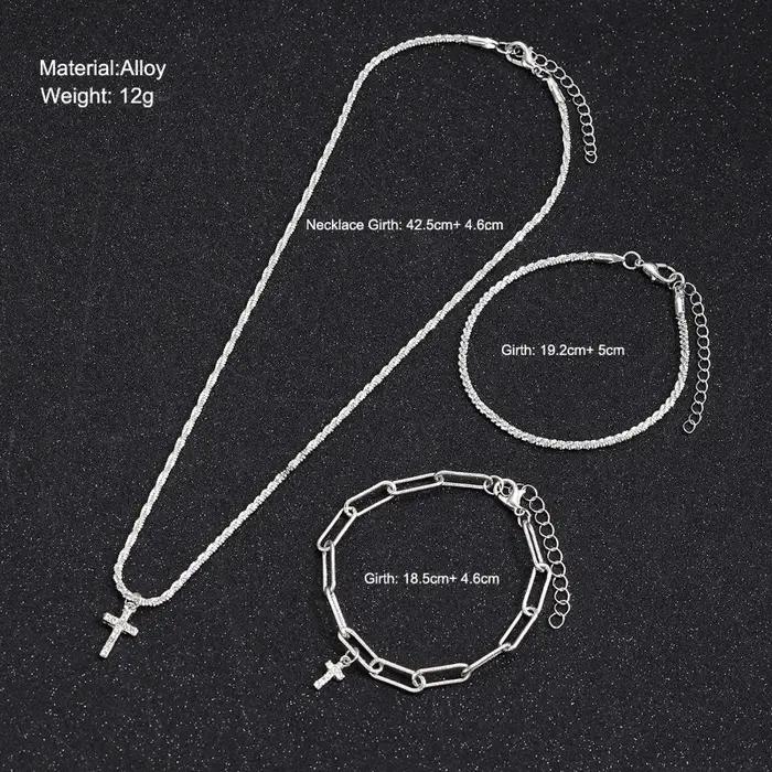 Ensemble collier et bracelet en argent sterling 925 scintillant pour femmes
