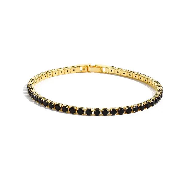 Bracelets de Tennis en cristal noir pour femmes et hommes