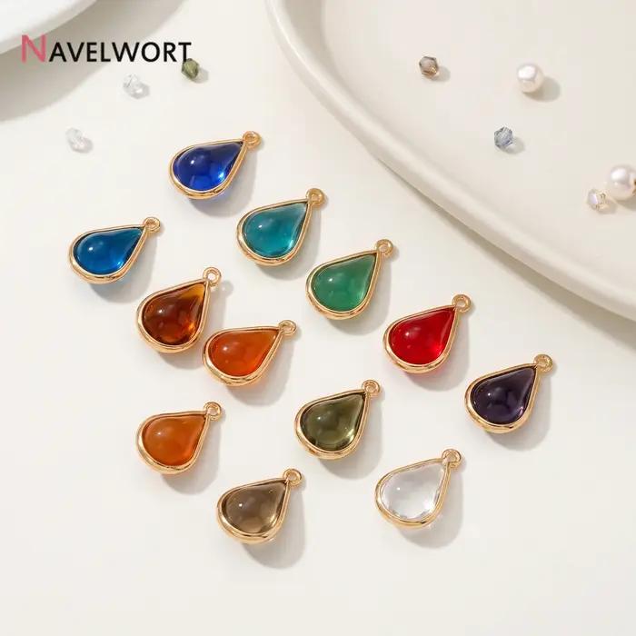 Pendentif en verre cristal plaqué or 18 carats breloques goutte d'eau accessoire fabrication bracelet bijou artisanat création cadeau femmes occasions spéciales