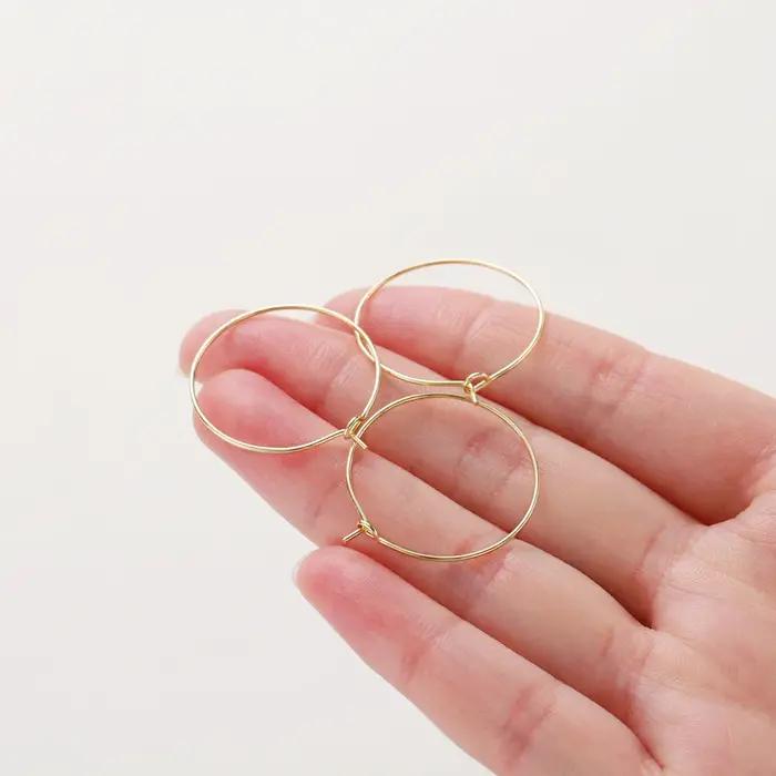 10 pièces/lot 15mm 20mm 25mm 14K 18K or gros fil de boucle d'oreille cerceaux cercle