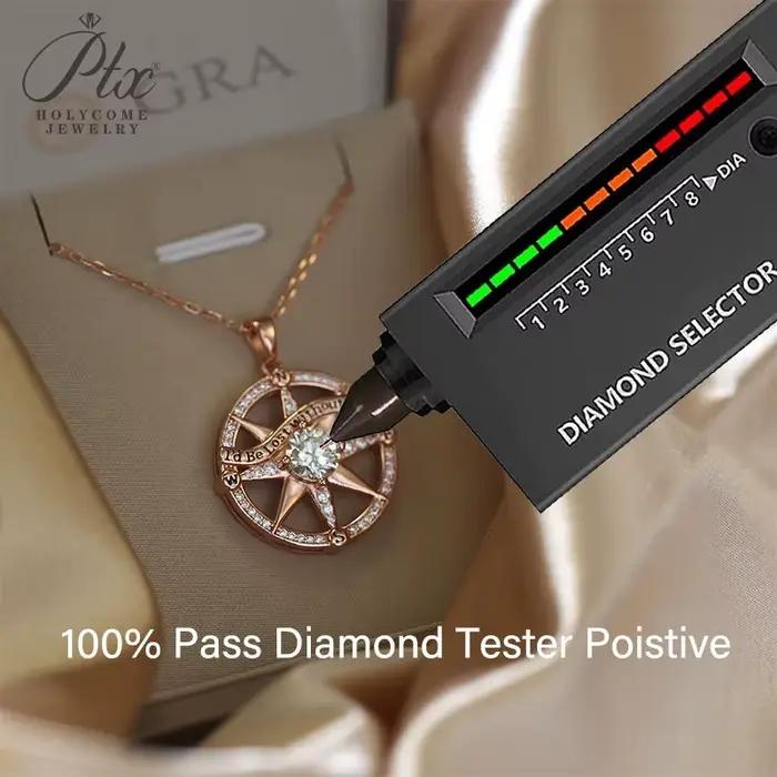 Pendentif Boussole Moissonite D VVS1 Collier en Argent Sterling 925 Hypoallergénique pour Femmes Occasions Spéciales