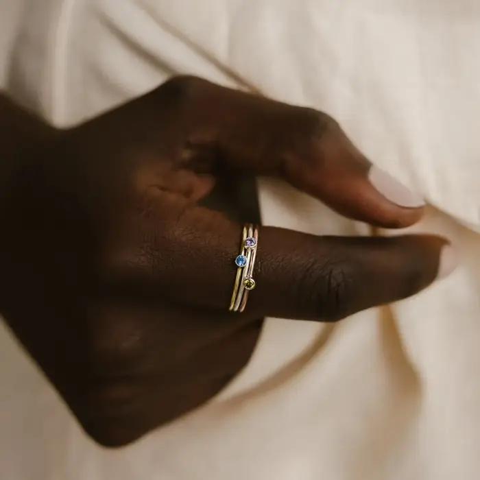 EManco – bague en pierre de naissance 12 couleurs
