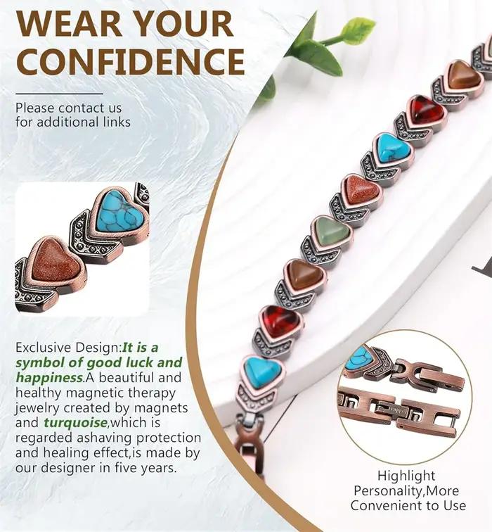 Bracelet en cuivre pur en forme de cœur pour femmes élégant tracker de fitness et sommeil pour occasions spéciales et quotidien