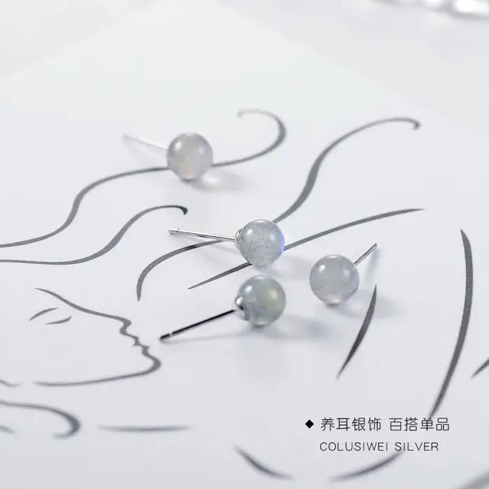 Boucles d'oreilles en argent Sterling 925 avec pierre de lune naturelle pour femmes occasions spéciales elegance chic soirée