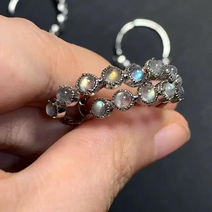 Bague en pierre de lune Labradorite naturelle MM