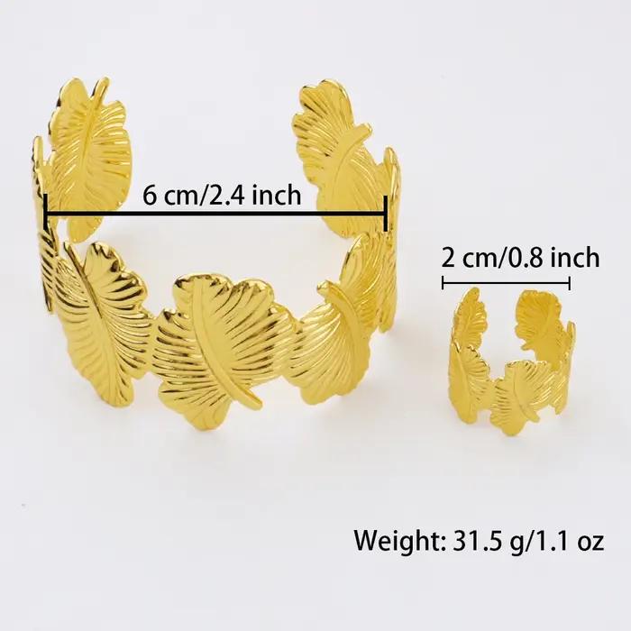 Bracelet BoHo Vintage Géométrique Or Feuille Réglable Pour Fêtes Et Occasions Spéciales