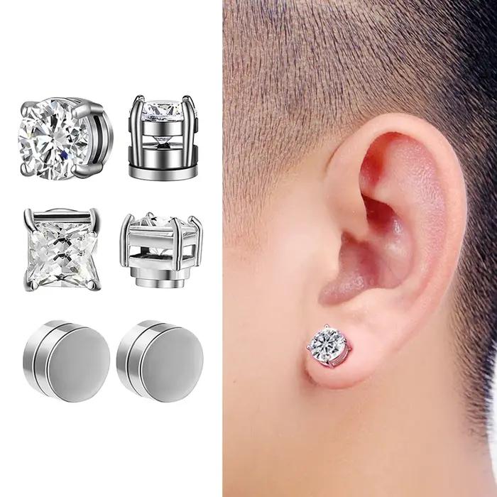 3 paires de boucles d'oreilles Punk rondes en Zircon