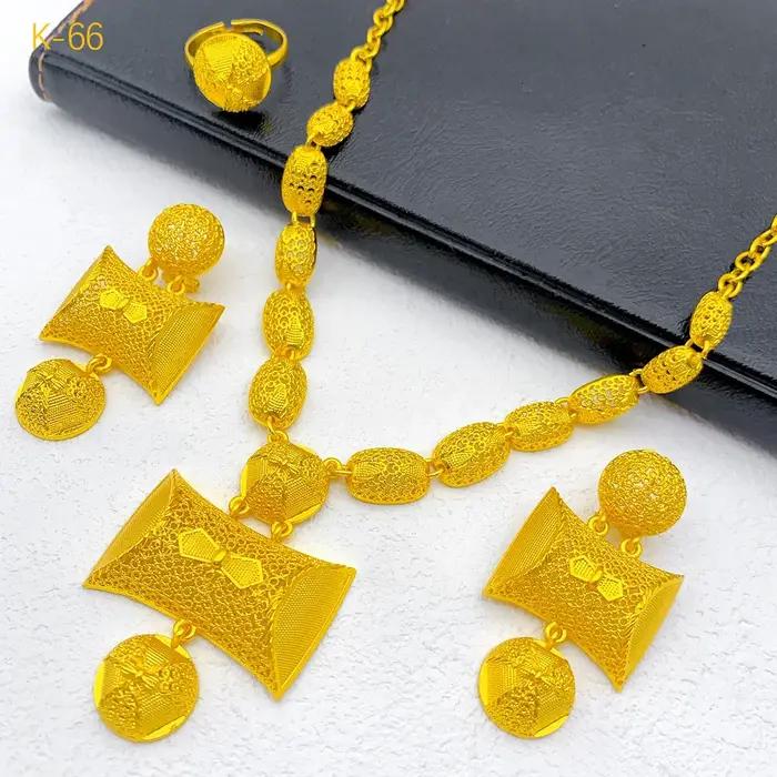 ANIID indien dubaï luxe 24k plaqué or collier et boucles d'oreilles ensembles de bijoux pour les femmes ensemble de mariée éthiopienne cadeaux de fête de mariage