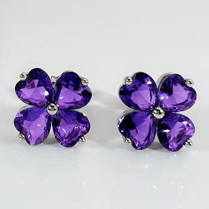 Boucles d'oreilles trèfle en cristal classiques pour femmes