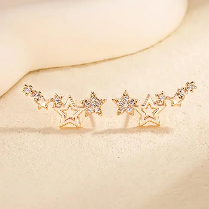 Boucles d'oreilles étoile en argent Sterling 925 et zircon pour femmes
