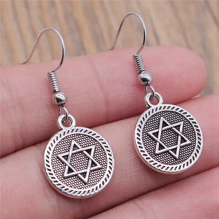 Boucle d'oreille hexagramme celtique talisman pour femmes et hommes bijoux personnalisables artisanat traditionnel occasions spéciales
