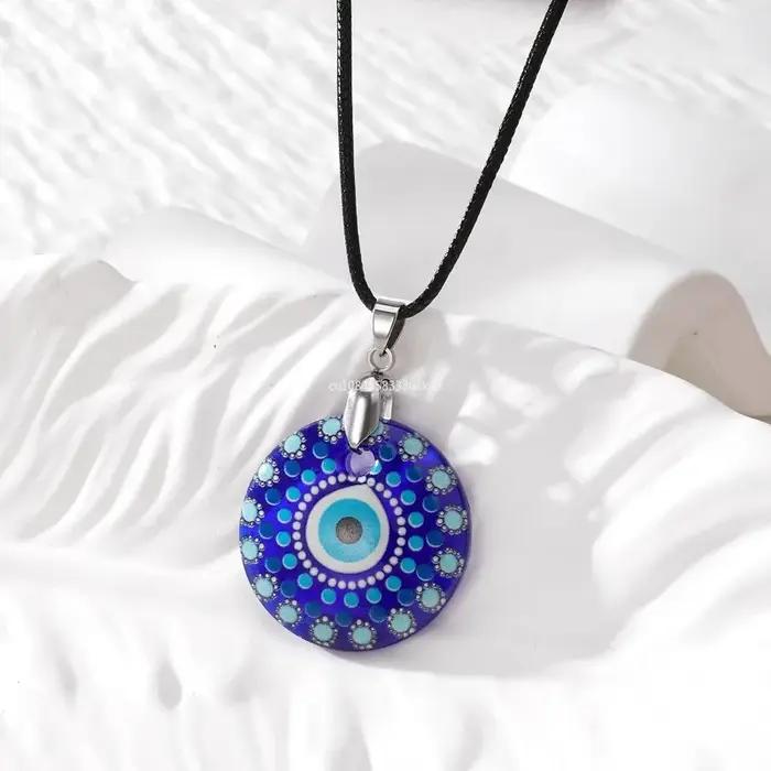Collier ULBoho Flower Blue Evil Eyes pour hommes et femmes
