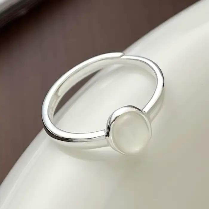 Bague en argent sterling 925 sertie de pierre blanche vintage simple pour femme occasions spéciales cadeau bijoux artisanal