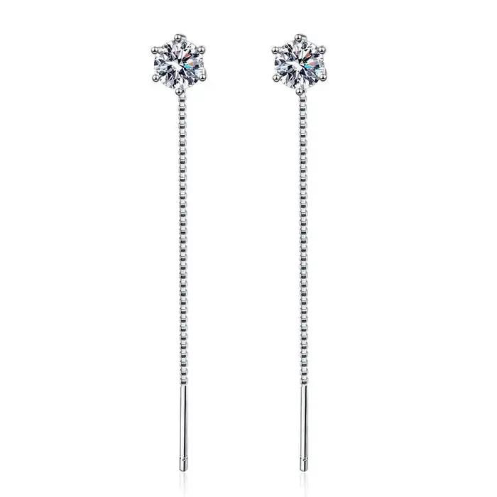 EUREKA D VVS Moissanite diamant boucle d'oreille avec GRA s925 argent Sterling fil