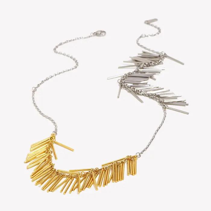 Collier Ligne Gland Exagéré en Acier Inoxydable Plaqué Or 18 Carats pour Femmes Soirées Élégantes Occasions Spéciales