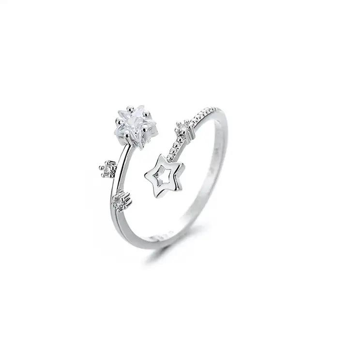 Bague étoile en argent Sterling 925 pour femmes et filles