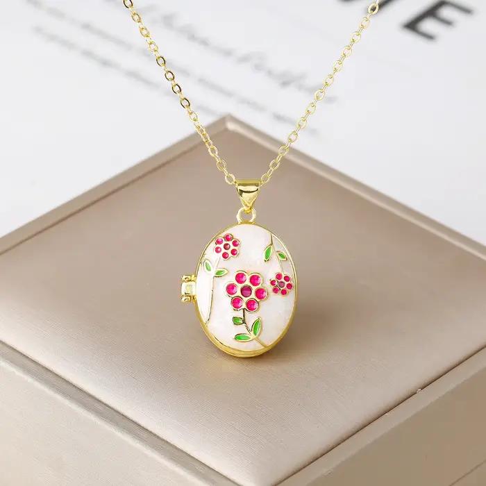 Collier pendentif fleur de Rose artisanal en émail de luxe, créatif pour femmes et filles, nouvelle