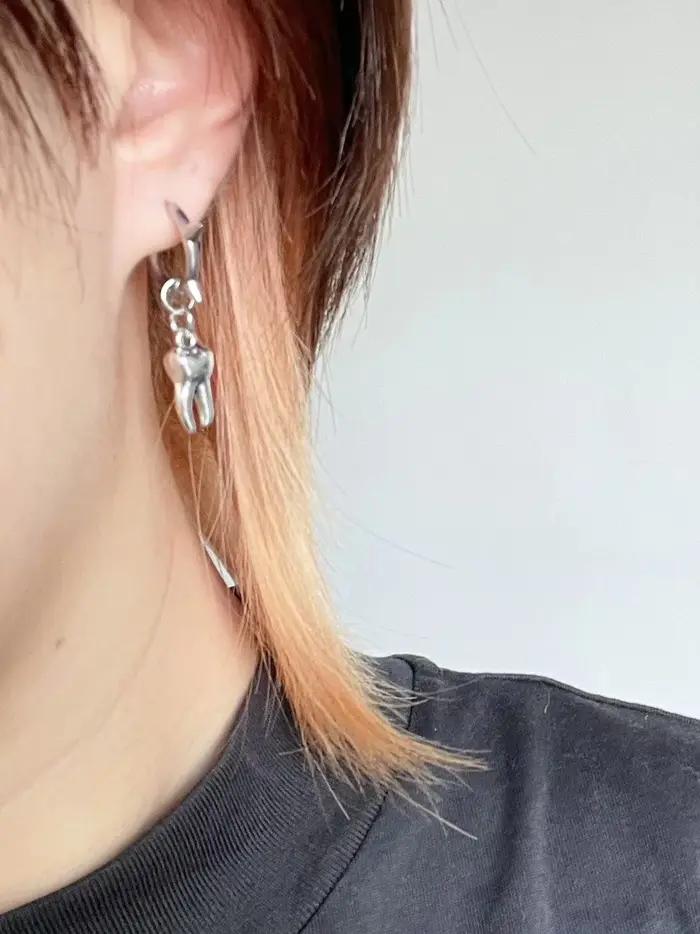 Bijoux gothiques boucles d'oreilles dent Grunge Rock accessoire breloques