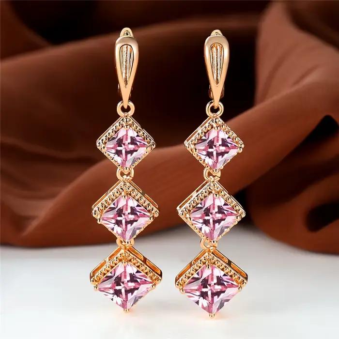 Boucles d'oreilles de fiançailles couleur or Rose